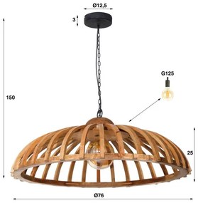 Luster 74-01 Ø75cm Span Drevo Mango  - Komfort-nábytok
