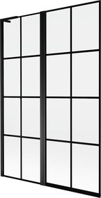 Mexen Mist L, 2-krídlová vaňová zástena, ľavá 120 x 150 cm, čierna mriežka, čierna - 8A9L-120-011-70-77-L