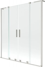 Mexen Velar L Duo, 2-krídlová posuvná vaňová zástena 160 x 150 cm, 8mm číre sklo, brúsená oceľ, 896-160-003-02-97