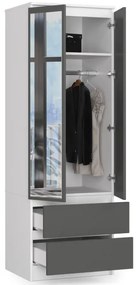 Skriňa STAR S 60 cm 2D 2SZ zrkadlá CLP biela / sivá