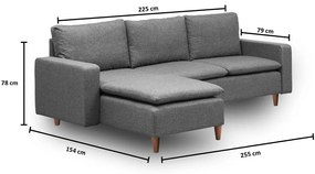 Sivá rohová pohovka (ľavý roh) Lungo – Balcab Home