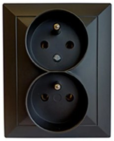 Dvojitá zásuvka česká POLA black 33213