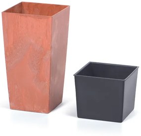 Kvetináč s vkladom URBI SQUARE BETON EFFECT terakota 24 cm