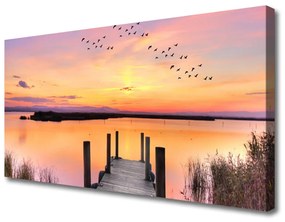 Obraz Canvas Mólo západ slnka jazero 100x50 cm