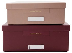 House Doctor Úložný papierový box Burgundy/Rose Väčší burgundy