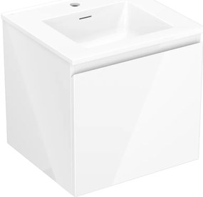 Mexen Orio, kúpeľňová skrinka 50 cm s umývadlom Otis, 1 zásuvka, biela lesklá, 91A10-05047-1-BF00-W18M00