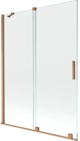 Mexen Velar, 2-krídlová posuvná vaňová zástena 130 x 150 cm, 8mm číre sklo, medená matná, 896-130-000-01-65