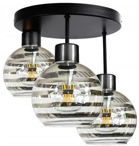 BERGE Sklenená LED závesná lampa 3xE27 - guľové horizontálne pruhy