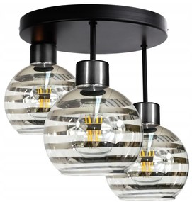 BERGE Sklenená LED závesná lampa 3xE27 - guľové horizontálne pruhy