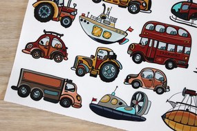 Dopravné prostriedky textilní prelepiteľné nálepky na stenu list 47 x 33 cm