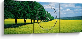 Obraz poľa s alejou (s hodinami) (90x30 cm)