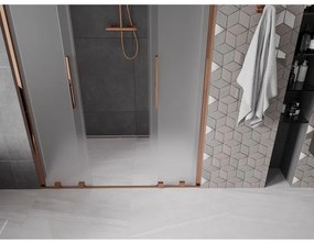 Mexen Velar Duo, posuvné sprchové dvere do otvoru 140 cm, 8mm sklo námraza, ružové zlato, 871-140-000-32-60