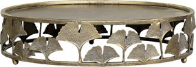 Mosadzný antik dekoračný kovový podnos Ginkgo - Ø 40*10cm