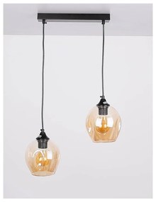 Čierne závesné svietidlo so skleneným tienidlom 14x48 cm Aspa - Candellux Lighting