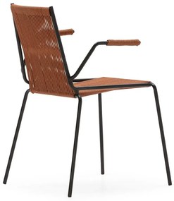 Terakotové kovové jedálenské stoličky v súprave s podrúčkami/stohovateľné 2 ks Emily – Marckeric