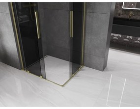 Mexen Velar L Duo, sprchový kút s posuvnými dverami 90 x 80 cm, 8mm šedé sklo, zlatá matná, 871-090-080-02-43-55