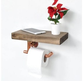 Asir Držiak toaletného papieru s policou 15x30 cm hnedá/medená AS0838