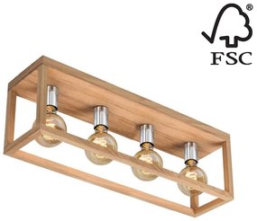 Spot-Light 9158474L - Stropné svietidlo KAGO 4xE27/60W/230V matný dub