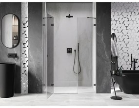 Mexen Lunar, ľavé otočné sprchové dvere 155 cm, 8mm číre sklo, grafitový profil, 834S-155-050-95-00-L