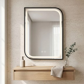 Rea Zone, LED zrkadlo, 60x80 cm, čierna matná, HOM-00208