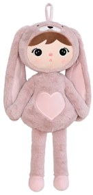 Bábika ružový zajac 70cm personalizácia: Nápis šedý