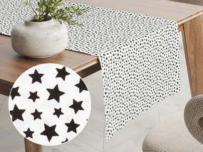 Biante Bavlnený behúň na stôl Sandra SA-310 Čierne hviezdičky na bielom 35x180 cm