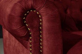 Dizajnová trojsedačka Chesterfield 205 cm červený zamat