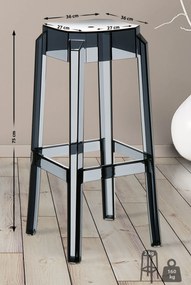 Plastová barová stolička FOX - Čierna transparent