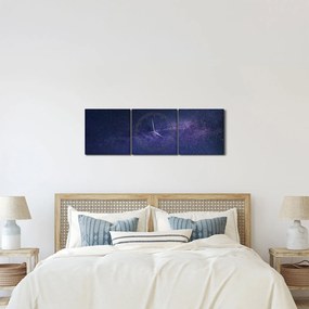 Obraz galaxie (s hodinami) (90x30 cm)