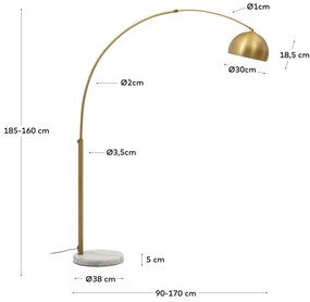 Stojacia lampa v zlatej farbe s kovovým tienidlom (výška 185 cm) Madali – Kave Home