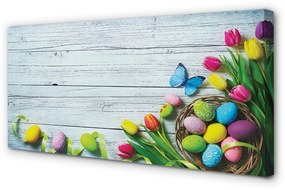 Obraz na plátne Eggs tulipány motýľ 140x70 cm