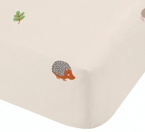 Béžová napínacia detská plachta na dvojlôžko 135x190 cm Fox and Woodland Friends – Catherine Lansfield