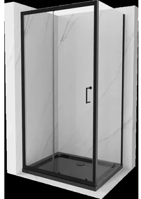 Mexen Apia sprchová kabína, posuvné dvere 100 x 80 cm, transparentnéné, čierna + závesný bidet Flat, čierna