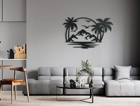 drevko Drevená nálepka Rajský ostrov s palmami Rozmer obrazu: 28 x 44,5 cm, Farba dekorácie: Čierna