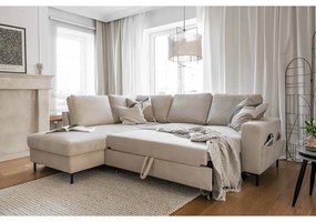 Béžová menčestrová rozkladacia rohová pohovka (ľavý roh) Lofty Lilly – Miuform