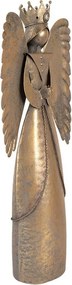 Zlatá antik kovová dekorácia anjel Christmas Angel - 17*10*46 cm