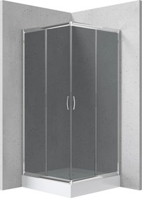 Deante Štvorcový sprchový kút Funkia 80x80 cm KYCZ442K, chróm/grafit + sprchová vanička biela