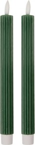 Set 2ks úzka zelená sviečka s vrúbkovaním Led Candle - Ø 2*25 cm / 2*AAA