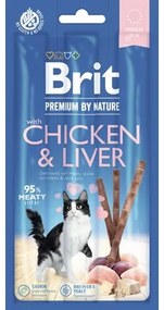 Maškrty pre mačky Brit Premium by Nature Chicken&Liver 3 ks