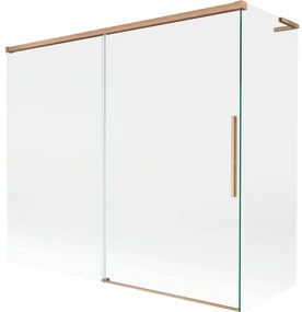 Mexen Rox, L posuvná 2-krídlová vaňová zástena 180 + 90 x 150 cm, 8mm číre sklo, medený matný profil, 8C9L-180-090-65-00