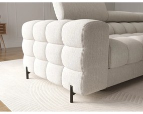 Krémovobiela rozkladacia/s úložným priestorom rohová pohovka z textílie buklé (pravý roh/s leňoškou) Felro – ELTAP