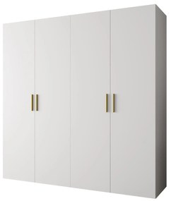 Šatníková skriňa 200 cm Borry 1 (biela + zlatá). Akcia -19%. Vlastná spoľahlivá doprava až k Vám domov. 1125771