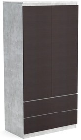 Šatní skriňa 90cm so 2 zásuvkami a vešiakom LUNE Beton/Wenge