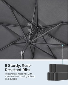 Záhradný slnečník Ø 3m, UPF 50+ (podstavec nie je súčasťou balenia), šedý