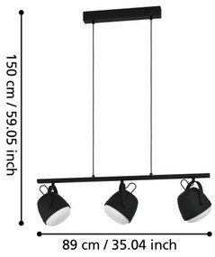 Eglo 390046 - Luster na lanku UPANEMA 3xE27/28W/230V čierna