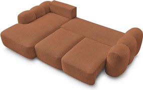 Oranžová rozkladacia/s úložným priestorom rohová pohovka z textílie buklé (ľavý roh/s leňoškou) Montaigne – Bobochic Paris