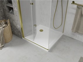 Mexen Lima sprchovací kút 90 (dvere) x 90 (stena) cm, 6mm číre sklo, zlatý profil + SLIM sprchová vanička biela 5cm, 856-090-090-50-00-4010