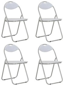 Skladacie jedálenské stoličky 4 ks biele umelá koža