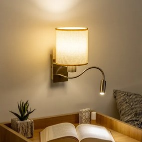 Brilagi - LED Nástenná lampa NUBILA 1xE27/25W/230V+LED/3W mosadz/svetlohnedá