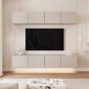 Závesná TV zostava Dorothy drážkovaná kašmír 200 cm
